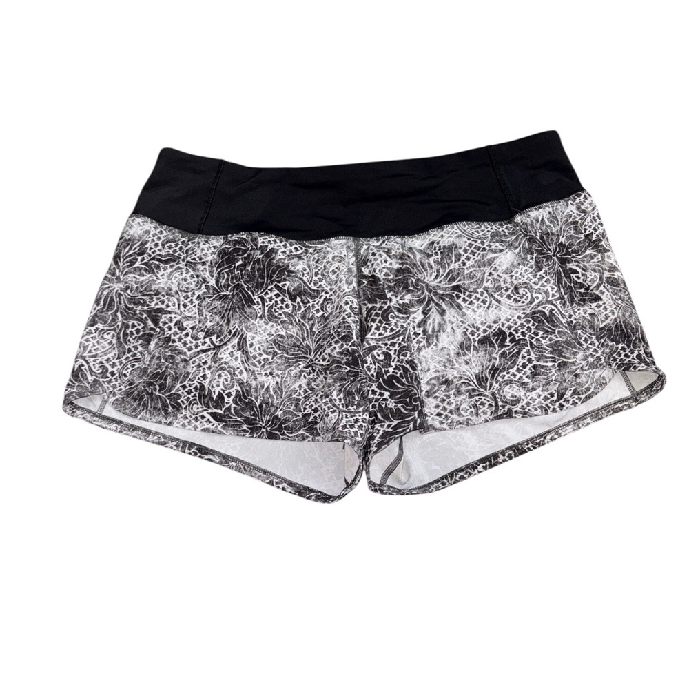 Lululemon Black and White Floral Women's Shorts Size 8